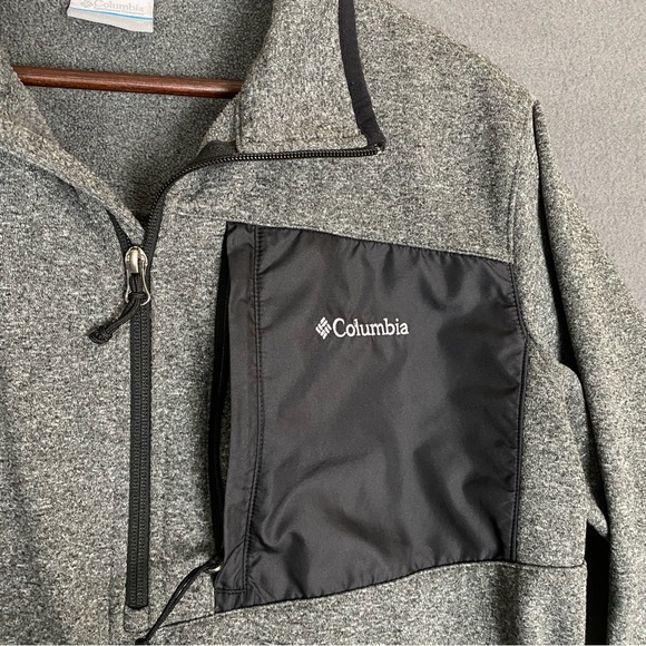 Columbia Sweater Men's Medium 1/4‎ Zip Grey Knit Fleece Chest Pocket - Picture 4 of 9